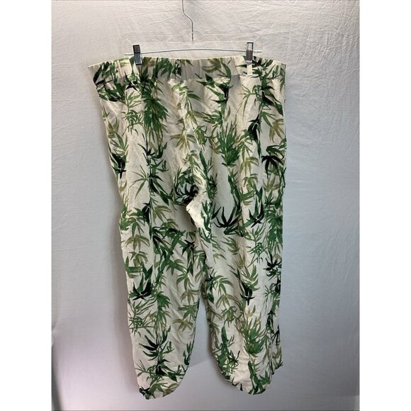 NEW J Jill Pants Linen Cropped Wide Leg Tropical Green size XXL Beach Coastal - Picture 2 of 10